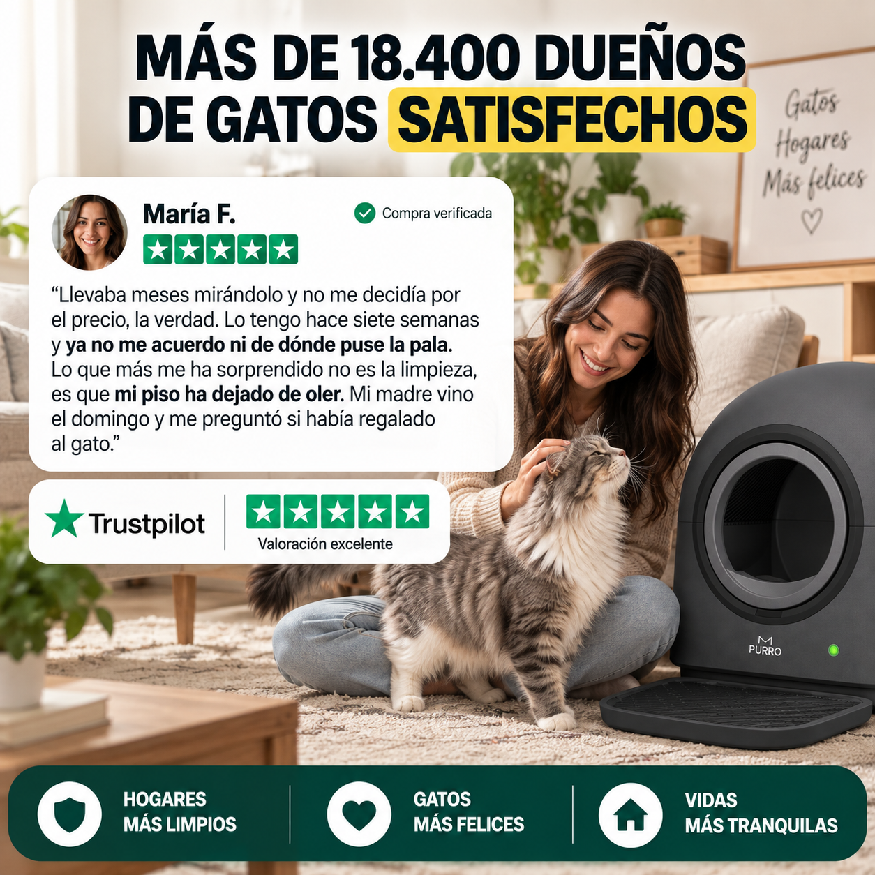 Arenero Autolimpiable Pro – Tu gato entra, sale y la bandeja ya está limpia