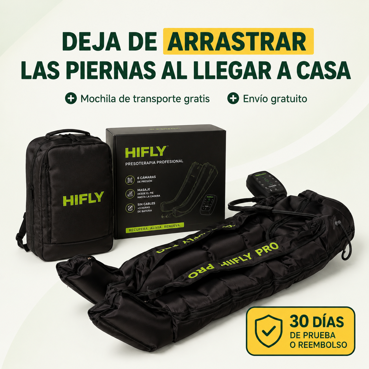 Highfly Pro – Presoterapia profesional para dejar de arrastrar las piernas