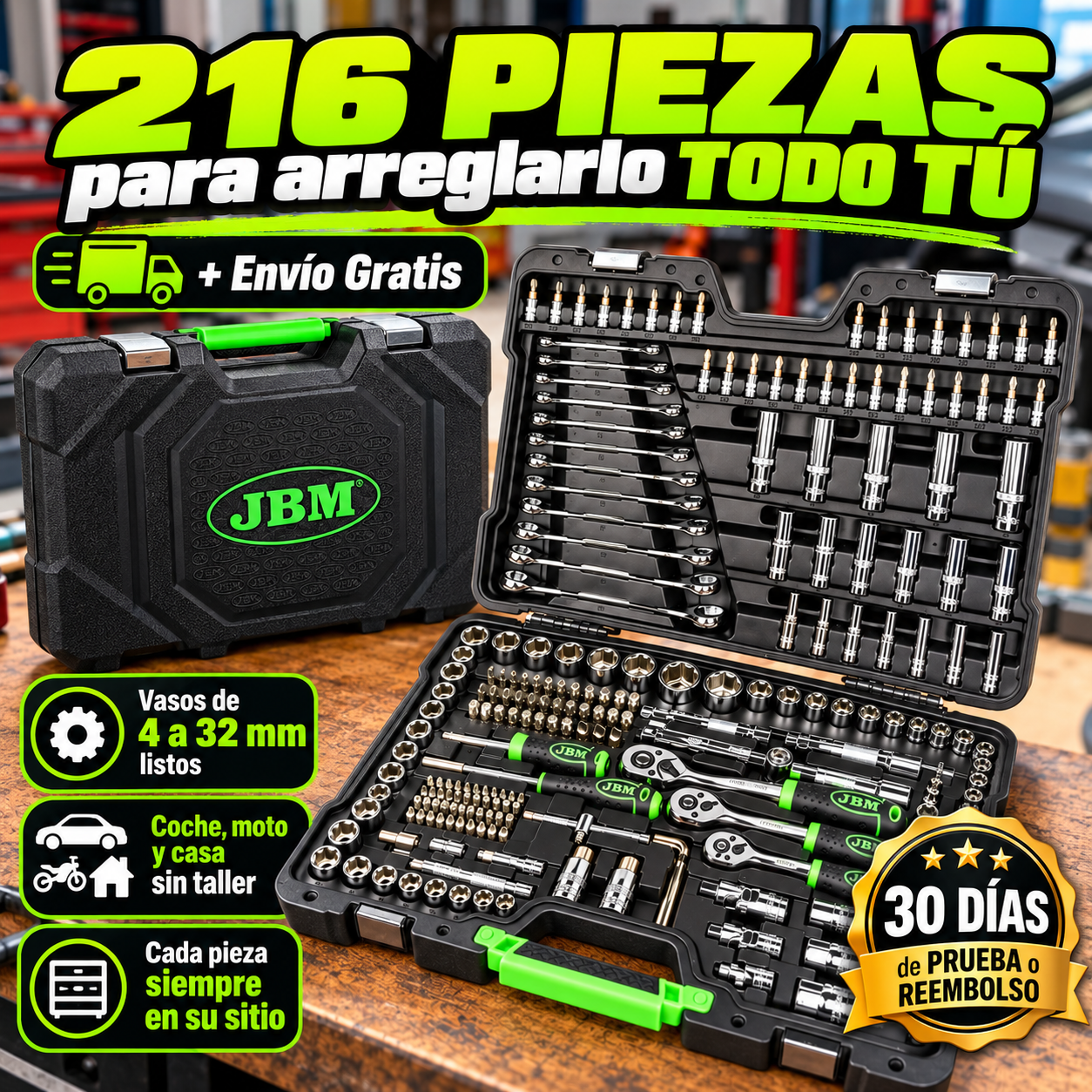 Maletín de Herramientas 216 Piezas – Todo lo que necesitas para arreglarlo tú mismo