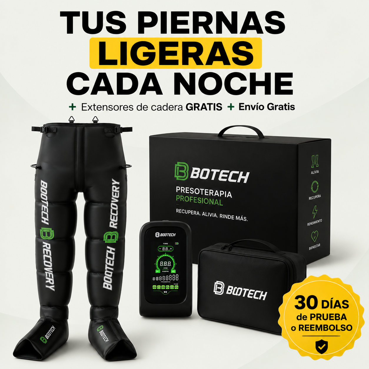 BOOTECH BT-PRO – Presoterapia profesional en tu sofá, de los pies al abdomen