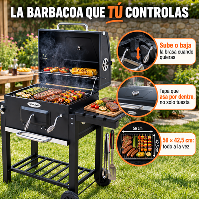 HOMAVO Barbacoa de Carbón con Tapa – Tú decides el fuego, no al revés