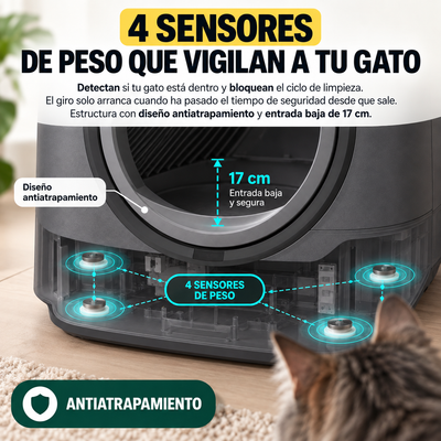 Arenero Autolimpiable Pro – Tu gato entra, sale y la bandeja ya está limpia