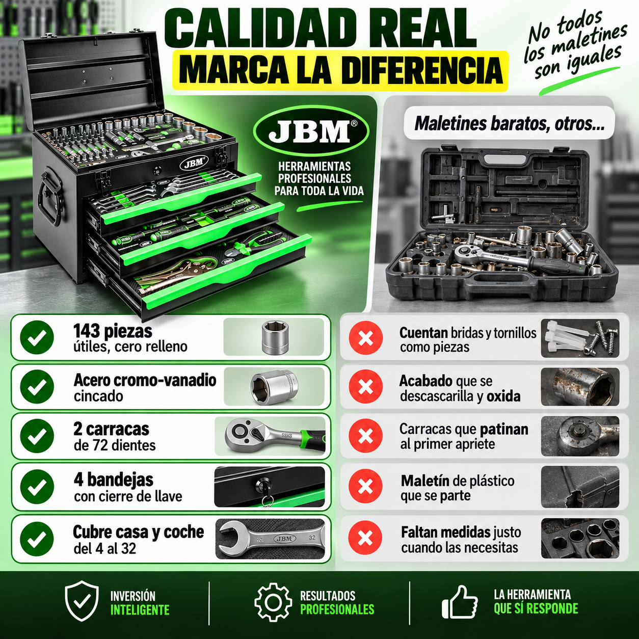 Caja de Herramientas JBM 143 Piezas – Tu taller entero en un solo cofre
