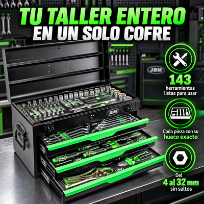 Caja de Herramientas JBM 143 Piezas – Tu taller entero en un solo cofre