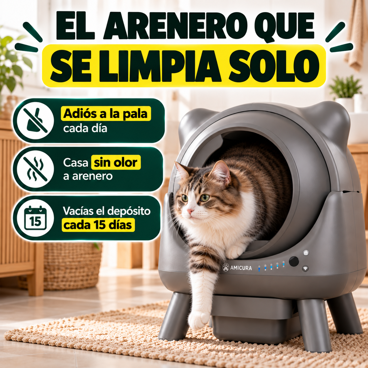 Arenero Autolimpiante X1 – Olvídate de la pala para siempre