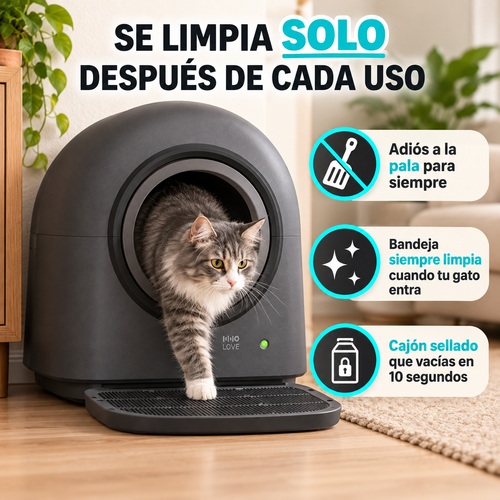 Arenero Autolimpiable Pro – Tu gato entra, sale y la bandeja ya está limpia