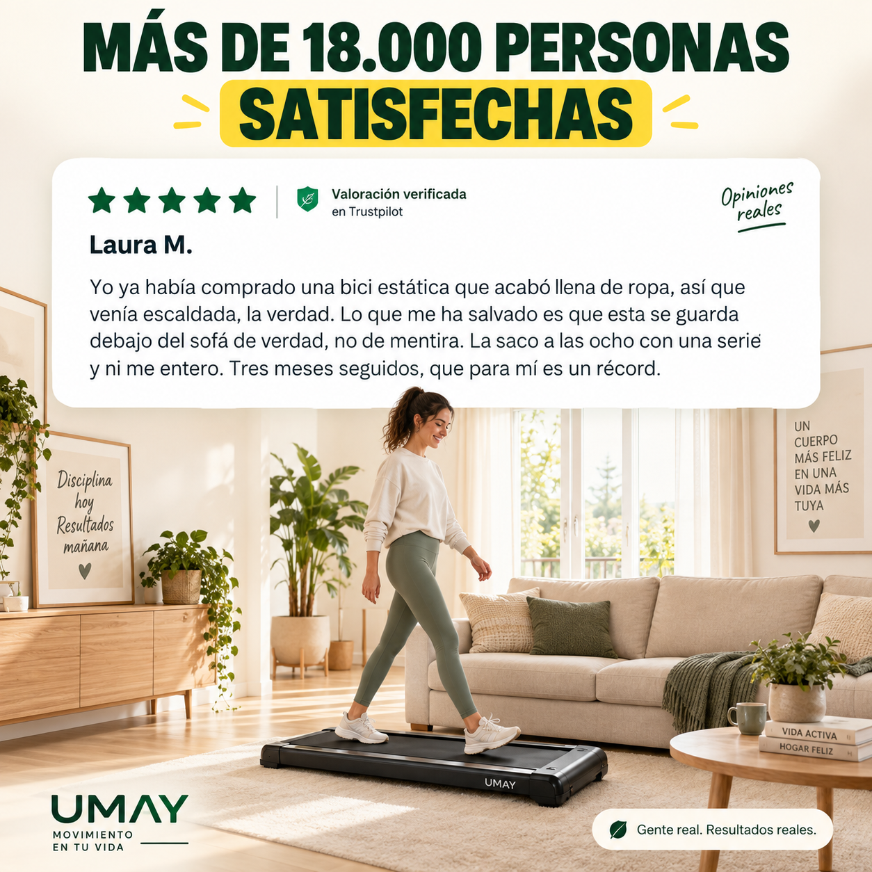 UMAY Cinta Plegable 6 en 1 – Anda y entrena en casa sin molestar a nadie