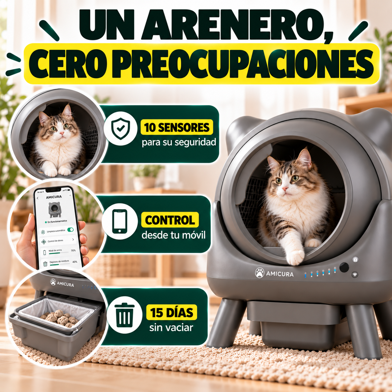 Arenero Autolimpiante X1 – Olvídate de la pala para siempre