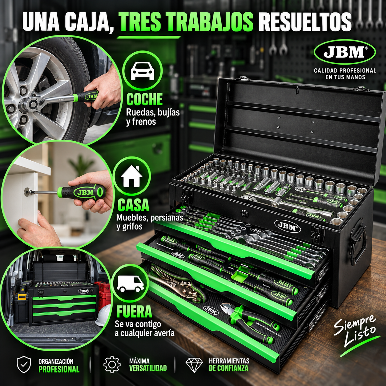 Caja de Herramientas JBM 143 Piezas – Tu taller entero en un solo cofre