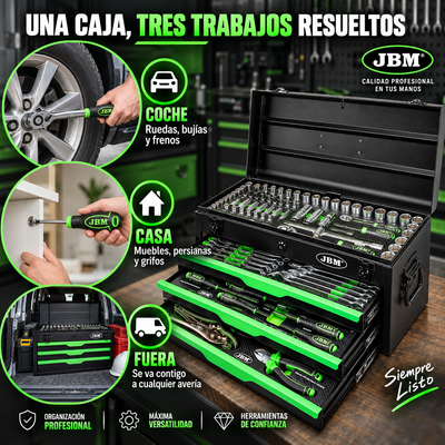 Caja de Herramientas JBM 143 Piezas – Tu taller entero en un solo cofre