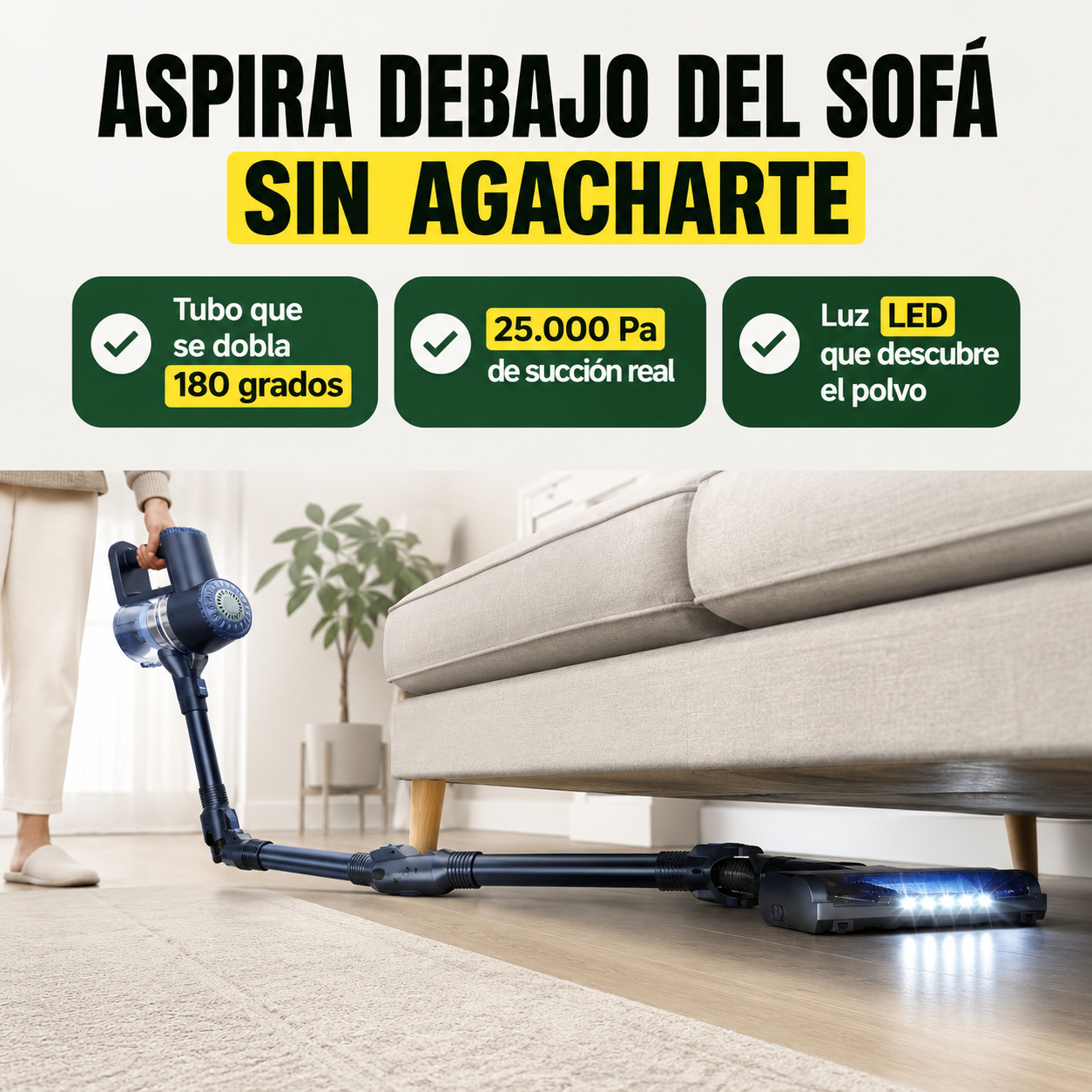 Aspiradora Inalámbrica PrettyCare W400 – Limpia en 5 segundos lo que antes te costaba 25 minutos