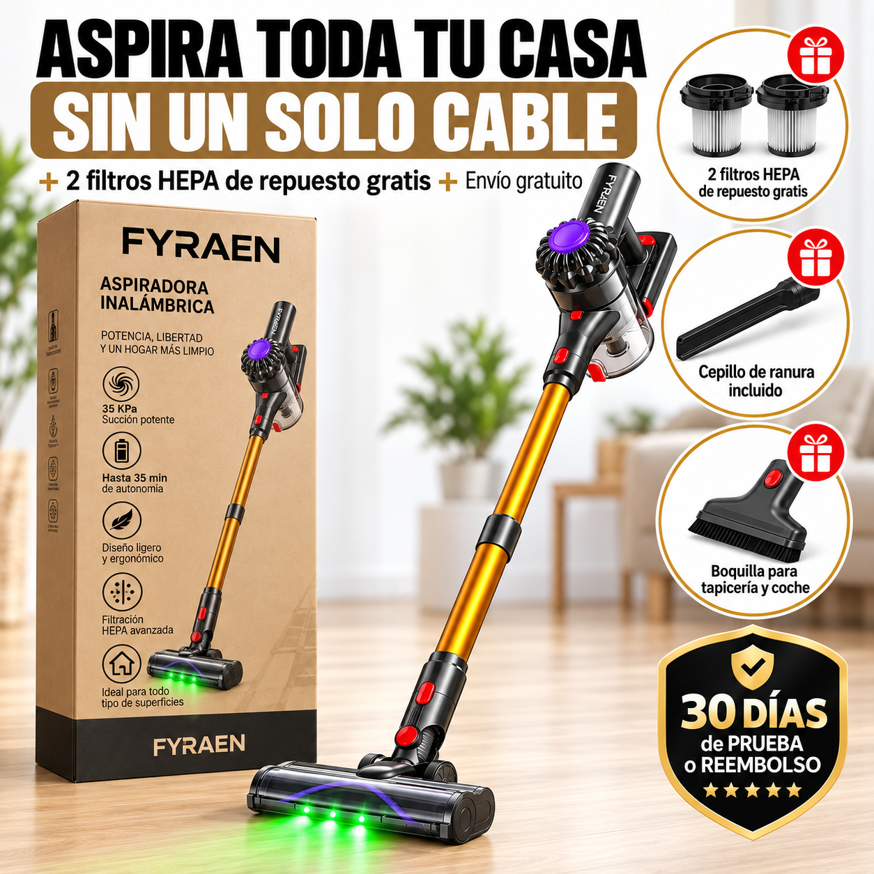 FYRAEN V15 – Aspira toda tu casa sin un solo cable