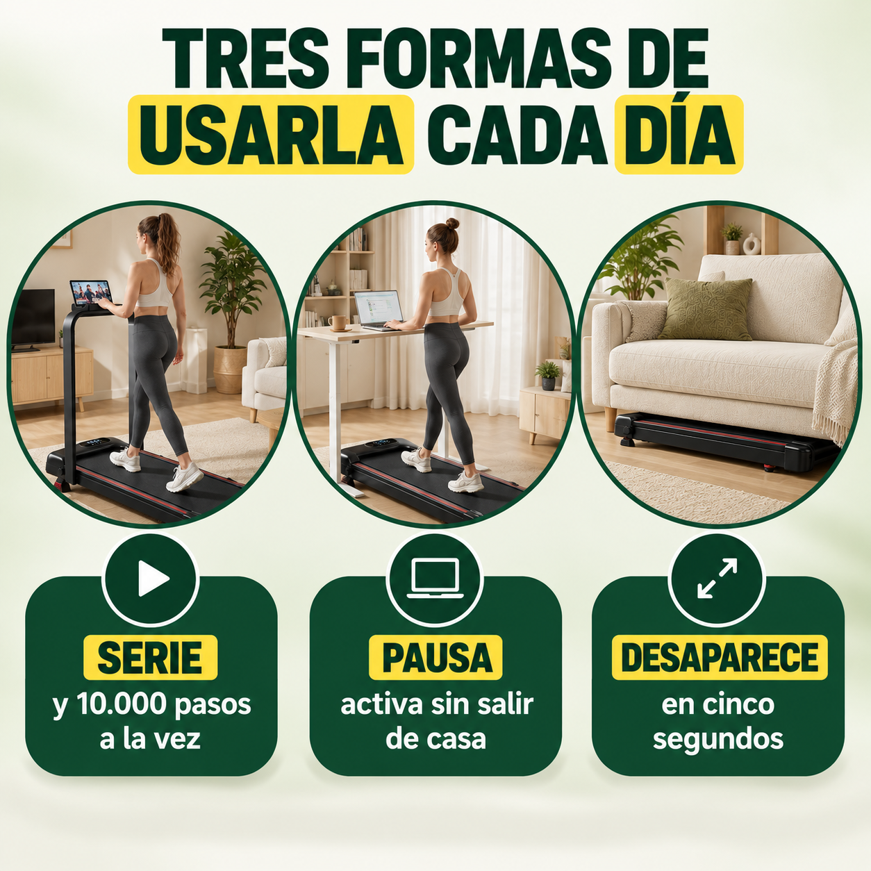 UMAY Cinta Plegable 6 en 1 – Anda y entrena en casa sin molestar a nadie