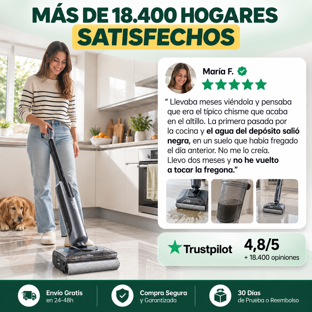 JONR H2 Pro – Aspira y friega a la vez, y después se lava sola