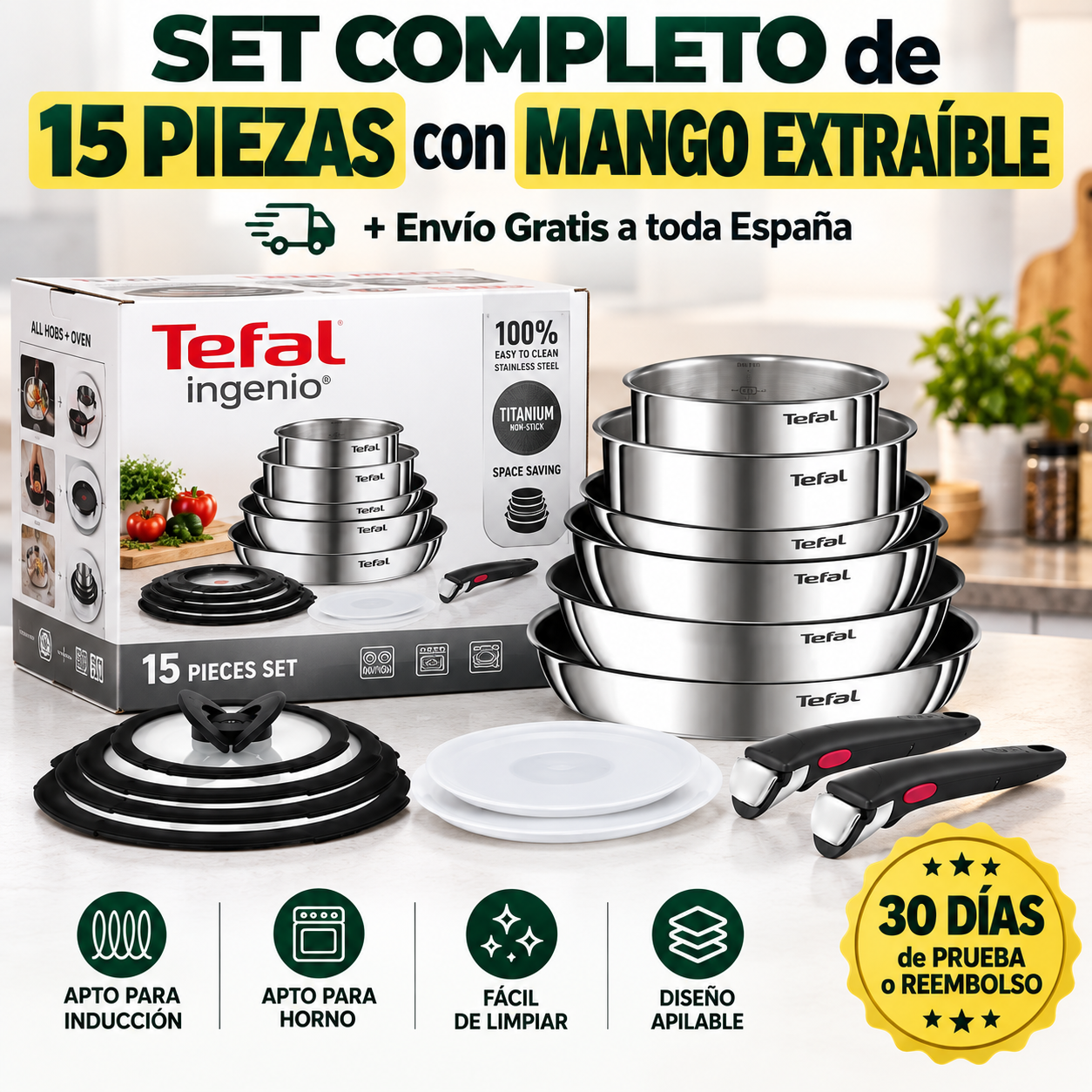 Set Ingenio Emotion 15 Piezas – Toda tu cocina en un solo armario