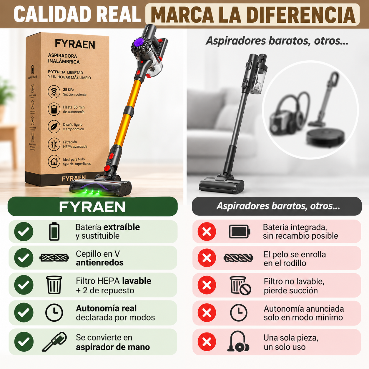 FYRAEN V15 – Aspira toda tu casa sin un solo cable